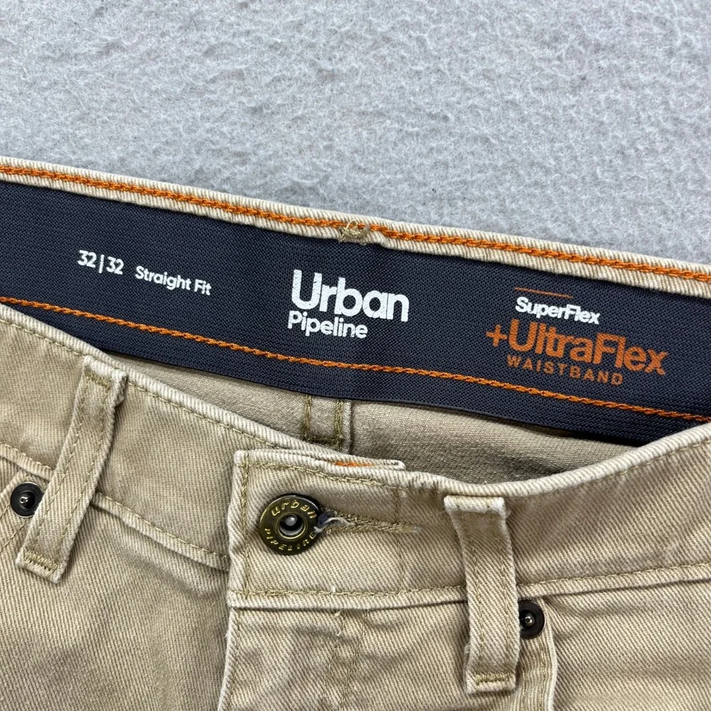 Urban Pipeline Jeans Men 32x32 Tan Denim Straight Fit SuperFlex UltraFlex Preppy
